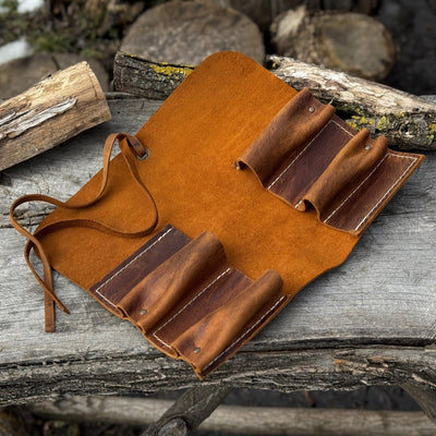 4 Pocket Leather Tool Roll - 19