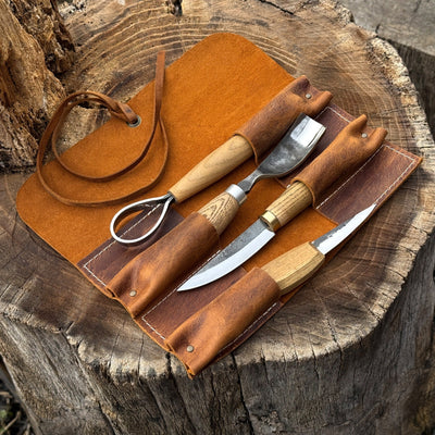 4 Pocket Leather Tool Roll - 21