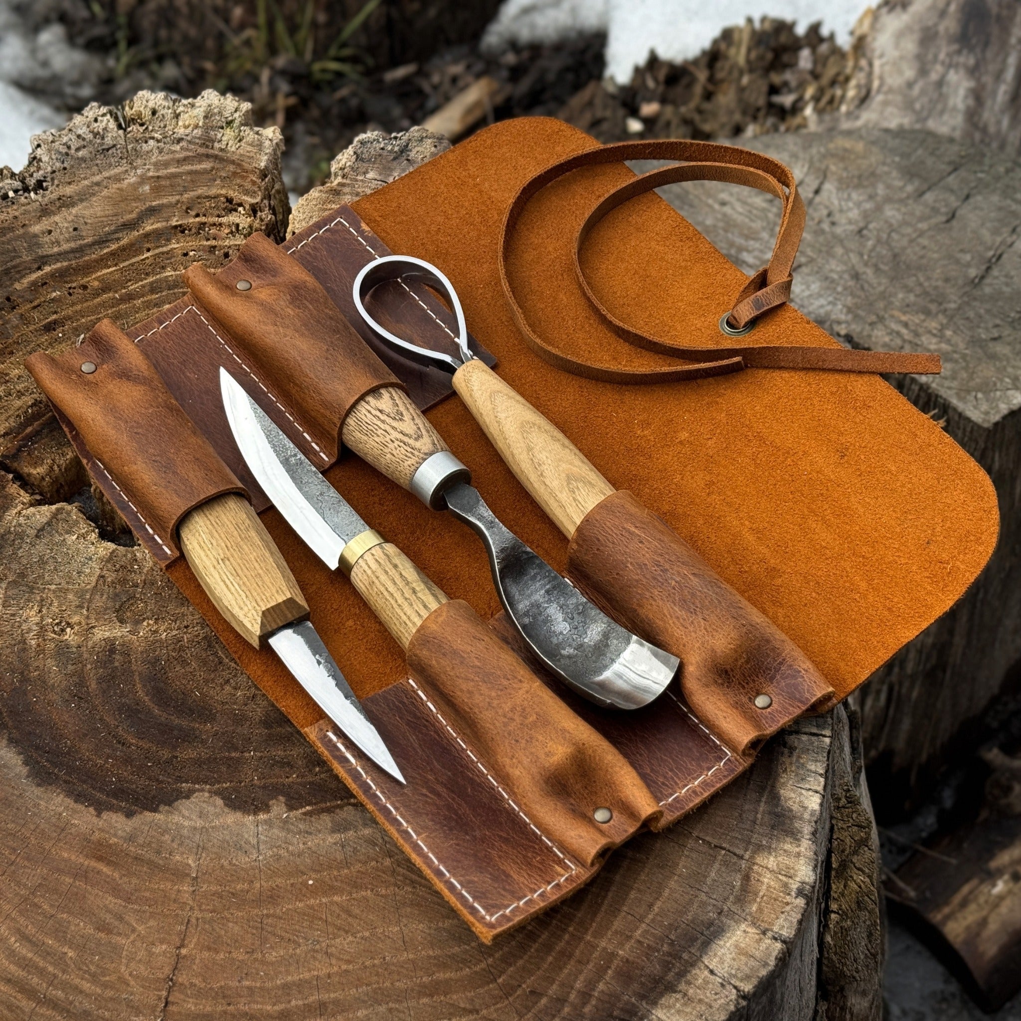 4 Pocket Leather Tool Roll - 18