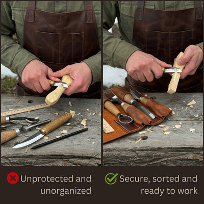 4 Pocket Leather Tool Roll - 2