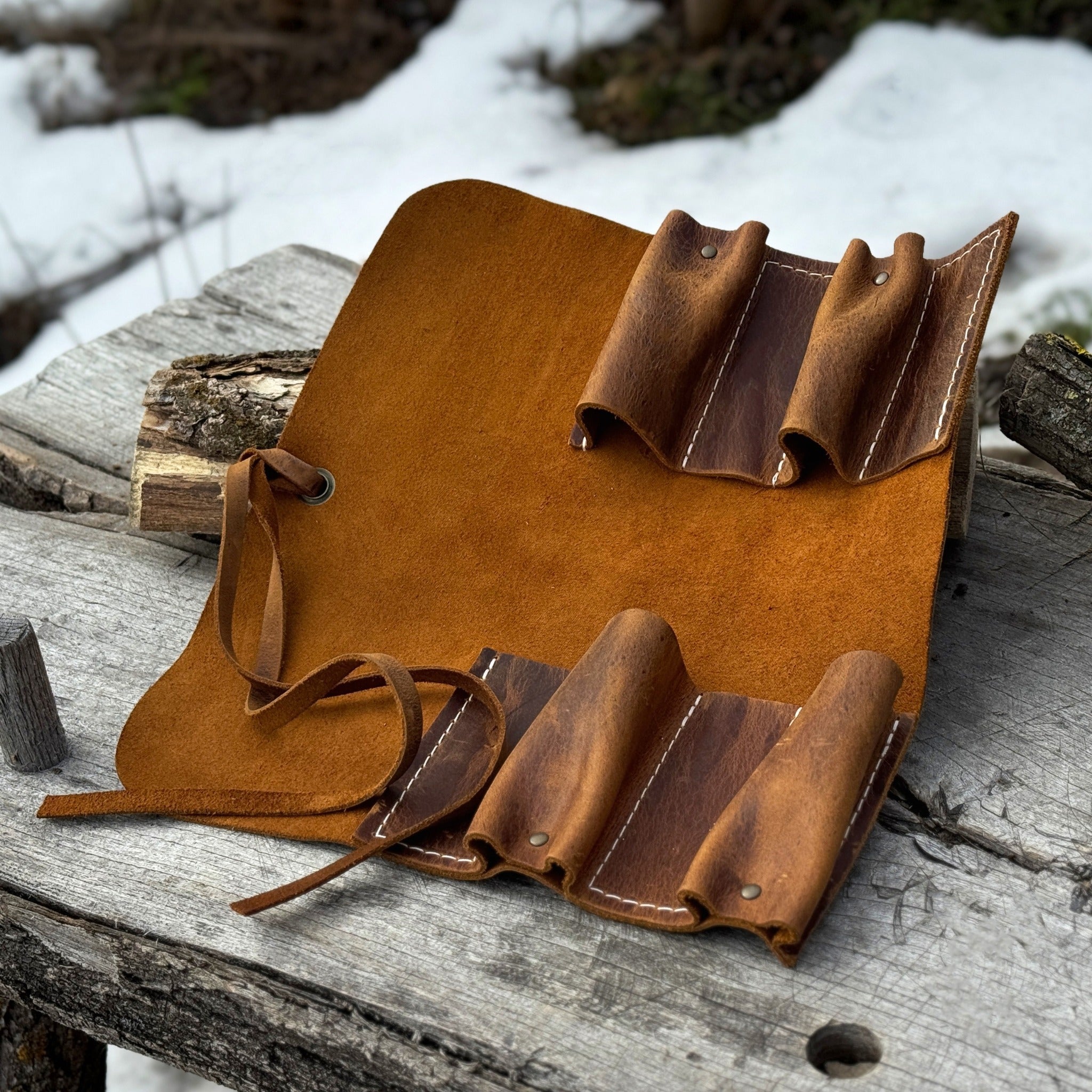 4 Pocket Leather Tool Roll - 13