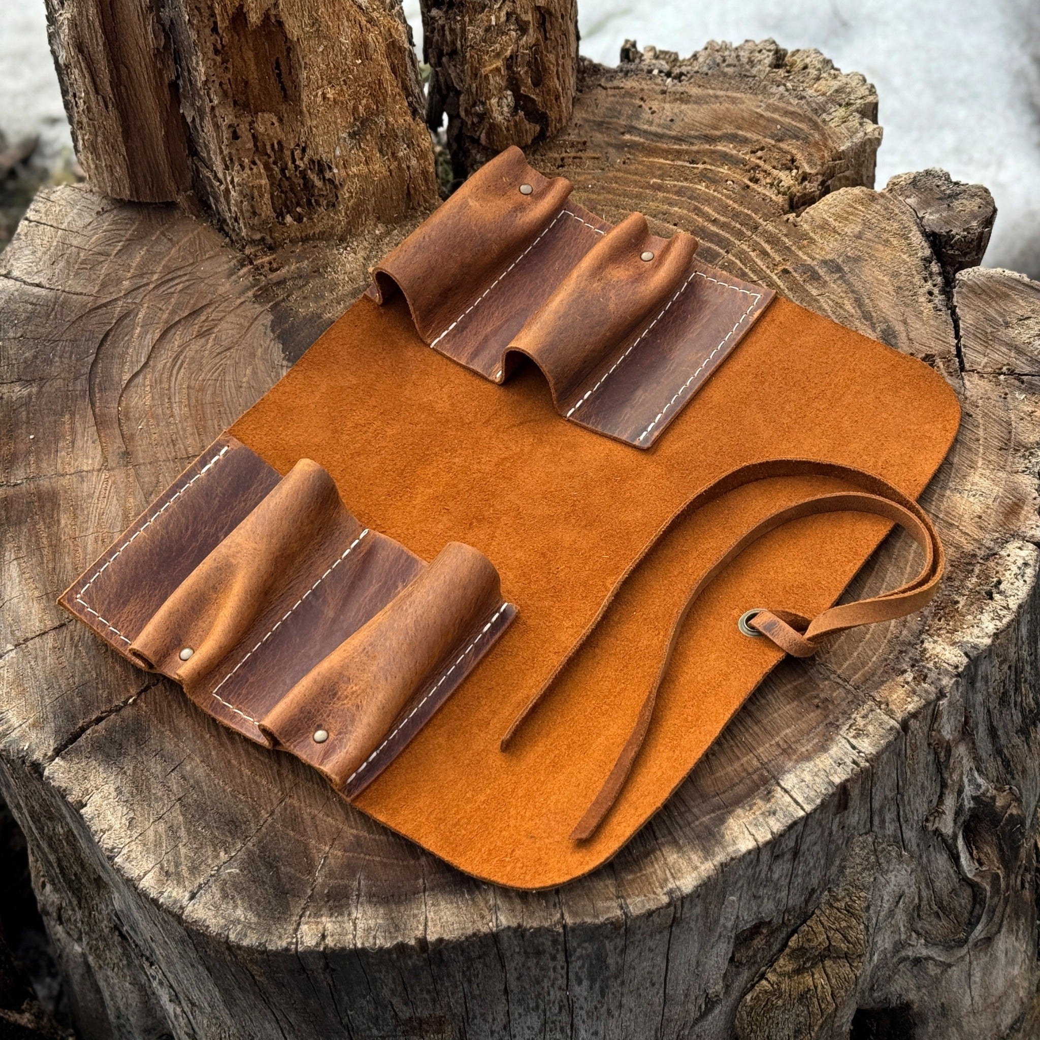 4 Pocket Leather Tool Roll - 20