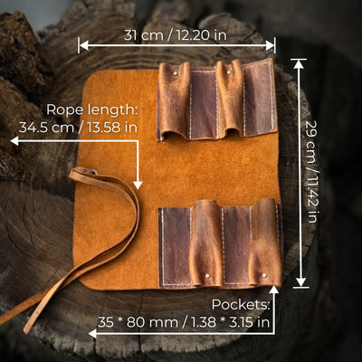 4 Pocket Leather Tool Roll - 4
