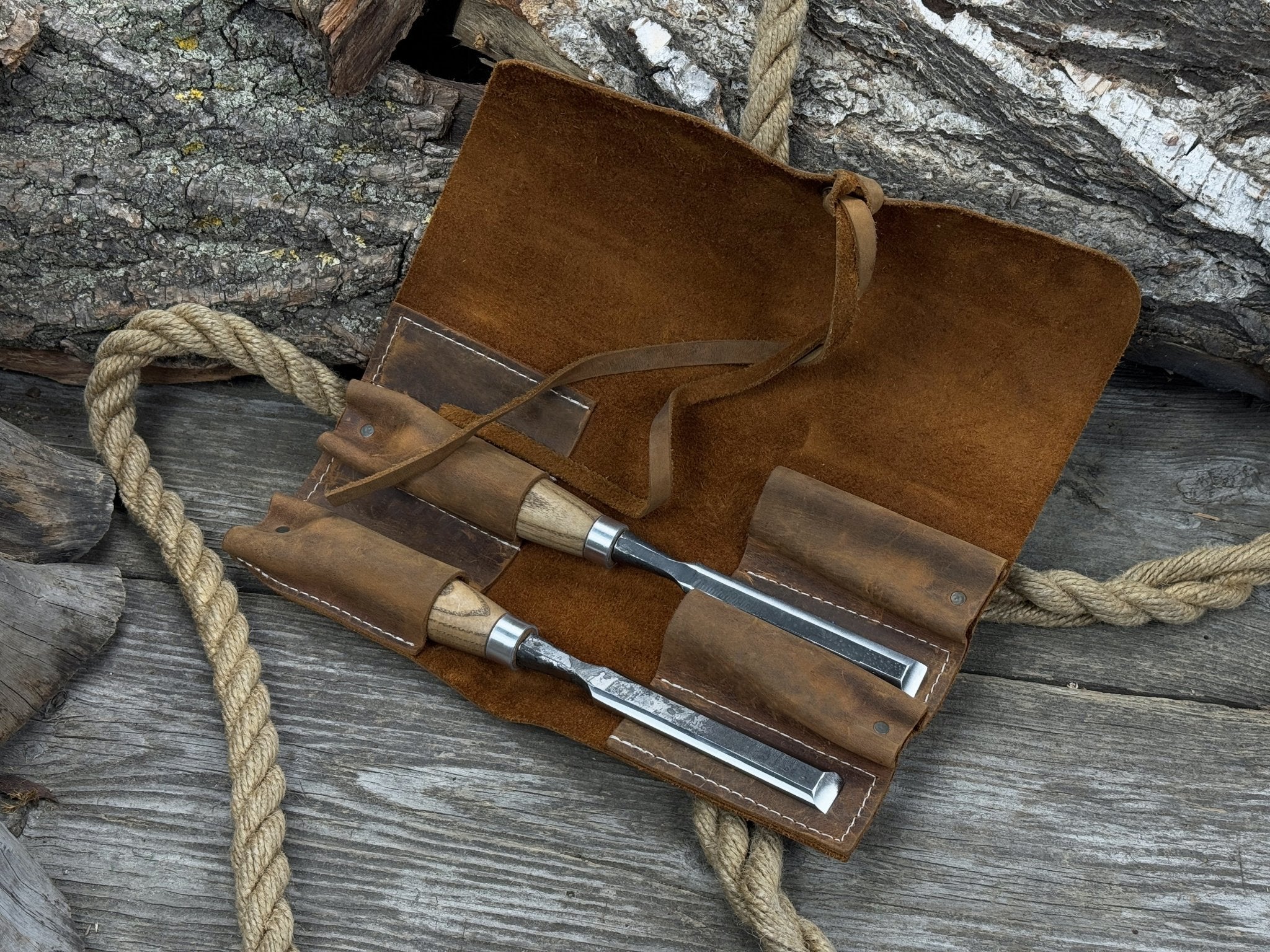 4 Pocket Leather Tool Roll - 5