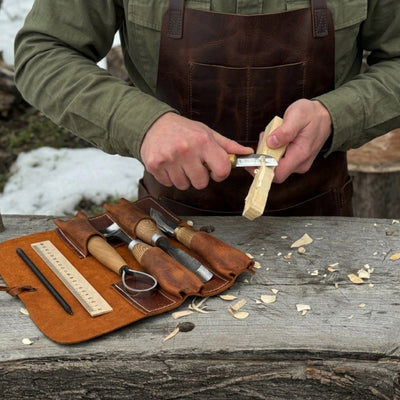 4 Pocket Leather Tool Roll - 9