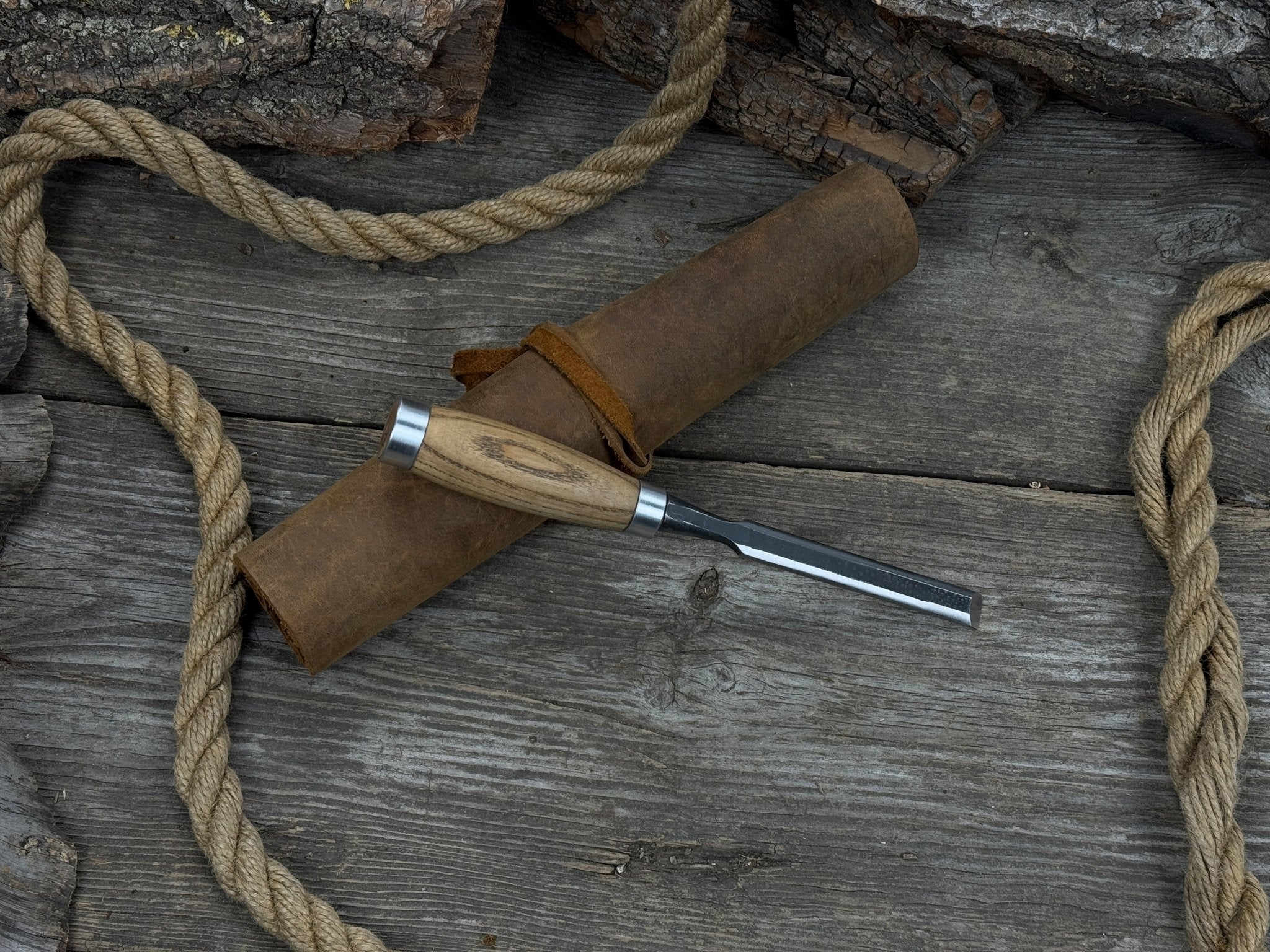 4 Pocket Leather Tool Roll - 7