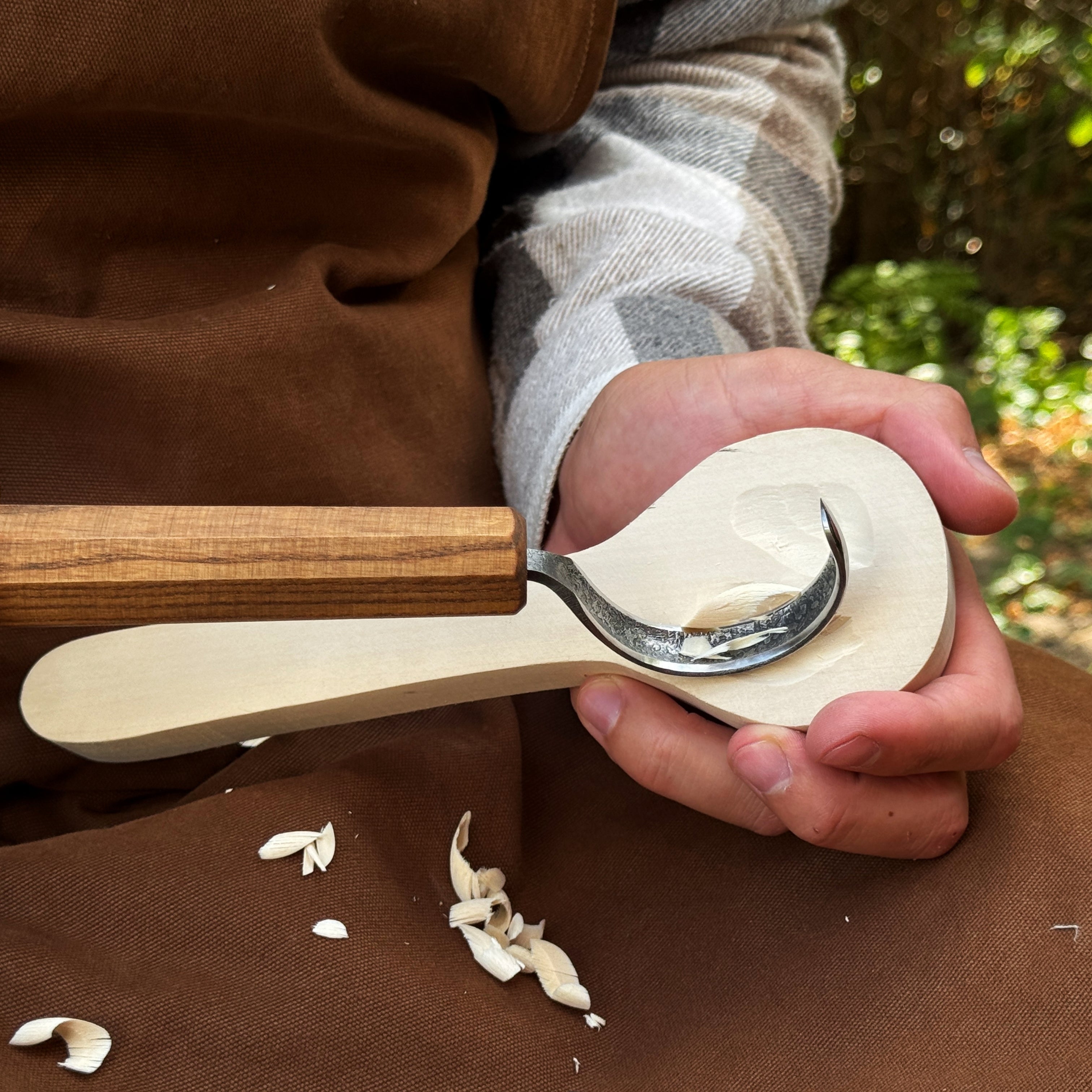 Spoon Carving Hook Knife with Leather Sheath, Blade 6.5 cm (2.56 inches)
