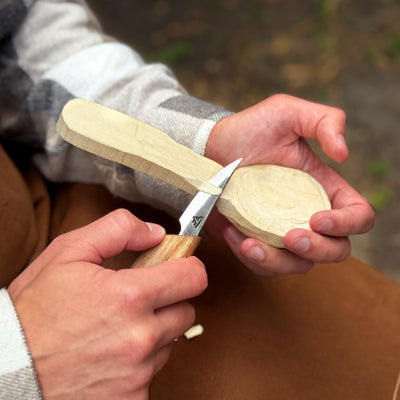 Whittling Sloyd Knife with Leather Sheath, 5.5 cm (2.16 inches)