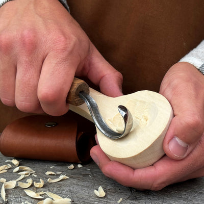Spoon Carving Hook Knife with Leather Sheath, ⌀ 5.5 cm (2.16 inches)