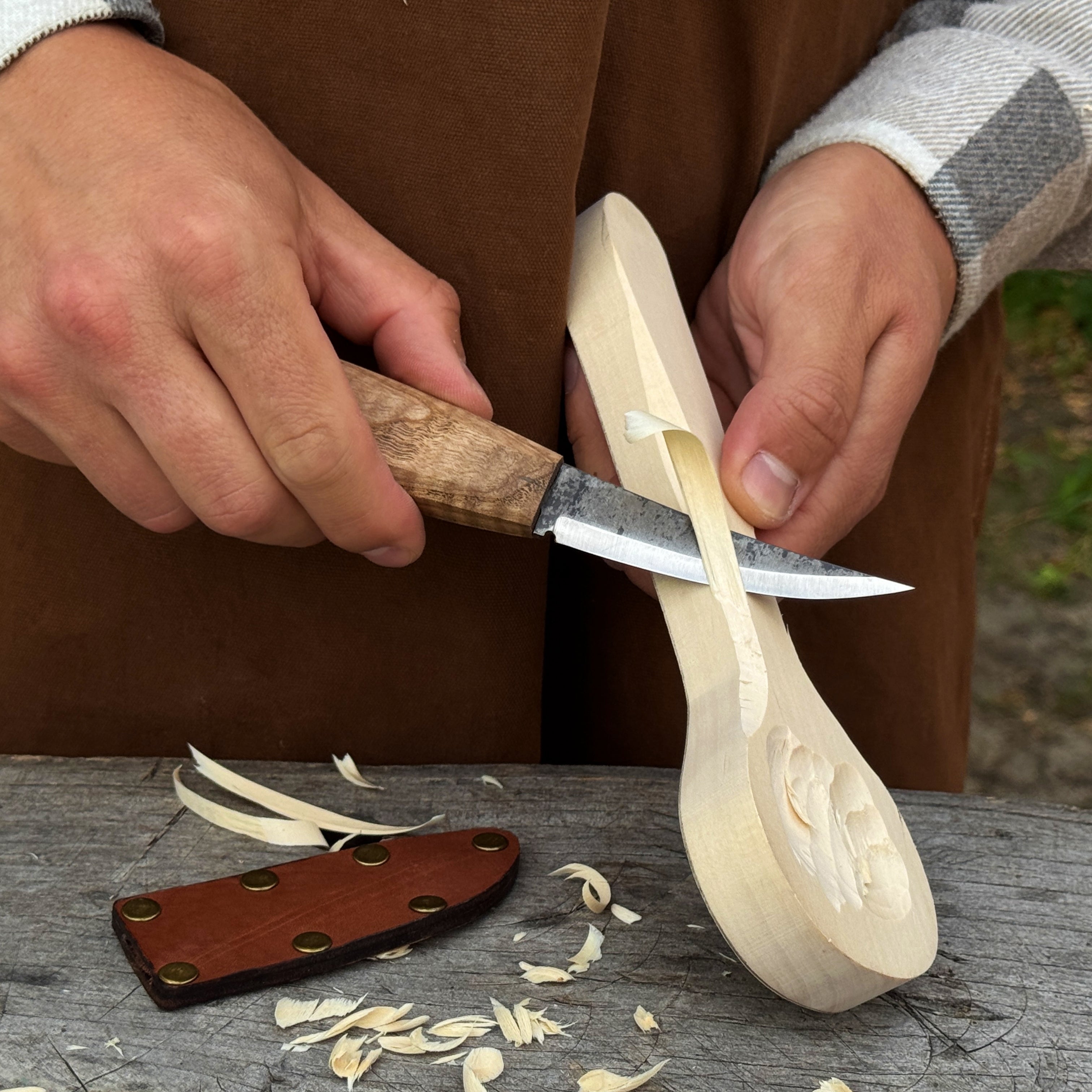 Sloyd Carving Knife with Leather Sheath, Blade 9 cm (3.54 inches)