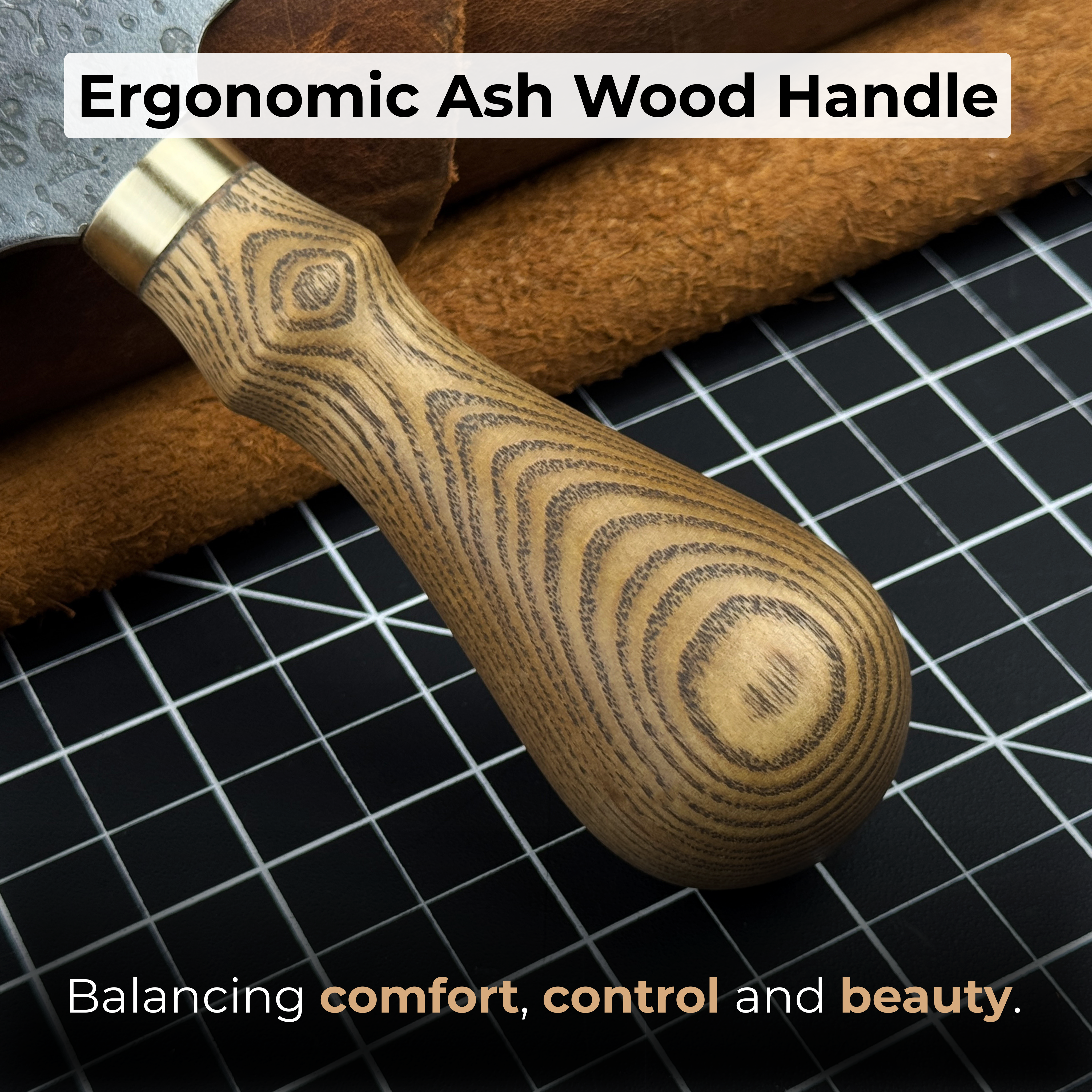 Leather Round Knife, 10 cm (3.9 inches)