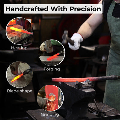 5 - Piece Hand - Forged Carving Tool Set with Leather Tool Roll - 9