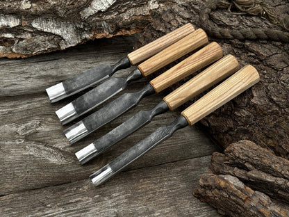 5 - Piece Hand - Forged Straight Gouge Set - 3