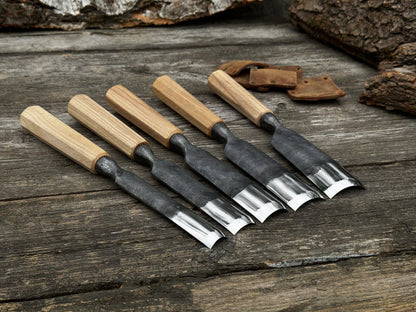 5 - Piece Hand - Forged Straight Gouge Set - 8