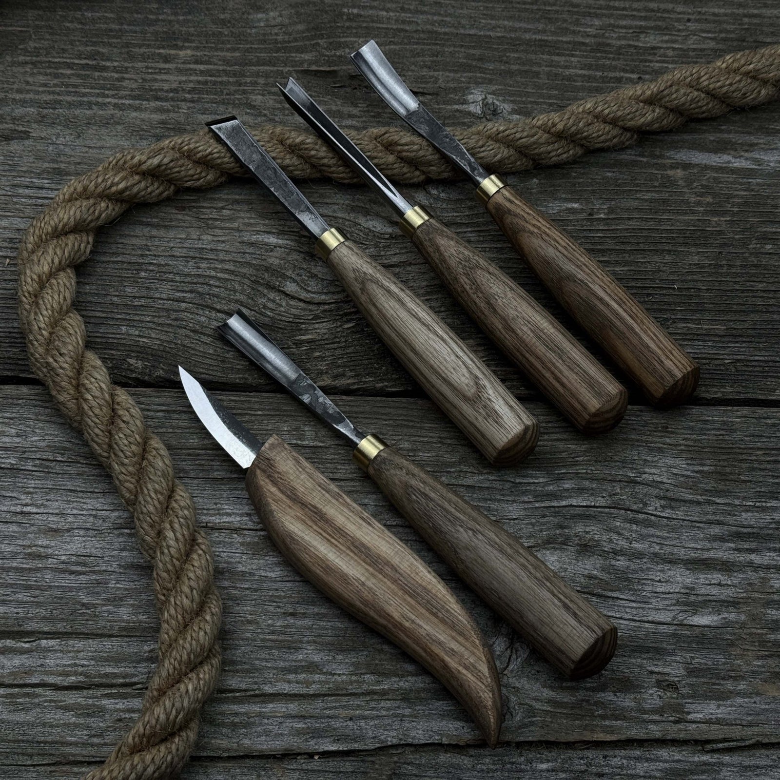 5-Piece Hand-Forged Wood Carving Tool Set - Sharky Forged Steel Tools