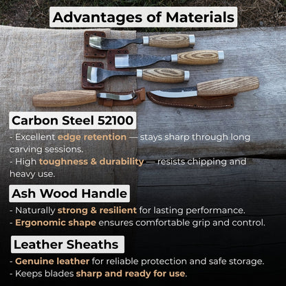 5 - Piece Spoon & Bowl Carving Tool Set with Leather Sheath - 8