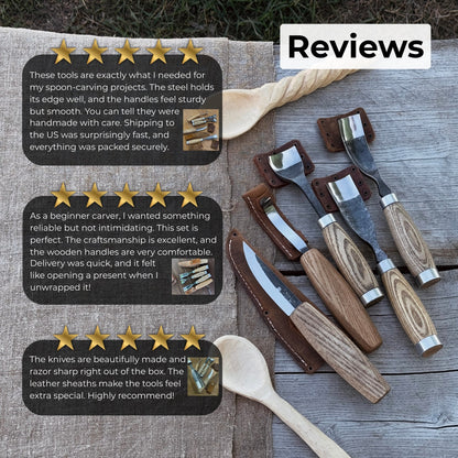 5 - Piece Spoon & Bowl Carving Tool Set with Leather Sheath - 10
