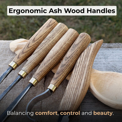 5 - Piece Spoon Carving Tool Set with Leather Strop and Case - 4