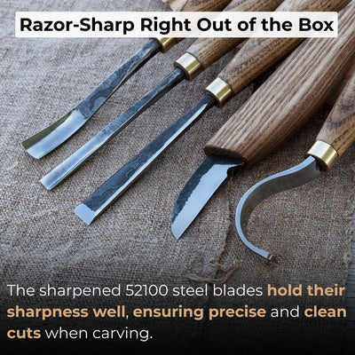 5 - Piece Spoon Carving Tool Set with Leather Strop and Case - 3