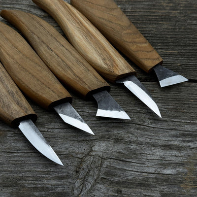 5 - Piece Wood Carving Knife Set with Sharpening Board & Leather Case - 5