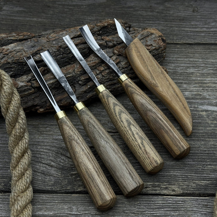 5-Piece Wood Carving Set – Whittling Knife & Gouges - Sharky Forged ...
