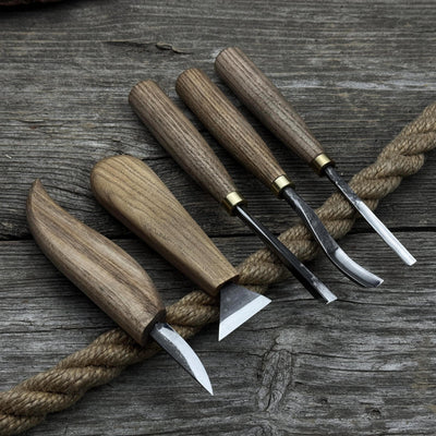 5 - Piece Wood Carving Tool Set – Carving Knives, Chisels & Gouges - 5