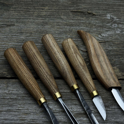 5 - Piece Wood Carving Tool Set with Sharpening Board & Leather Case - 8