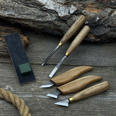 5 - Piece Wood Carving Tool Set with Sharpening Board - 7