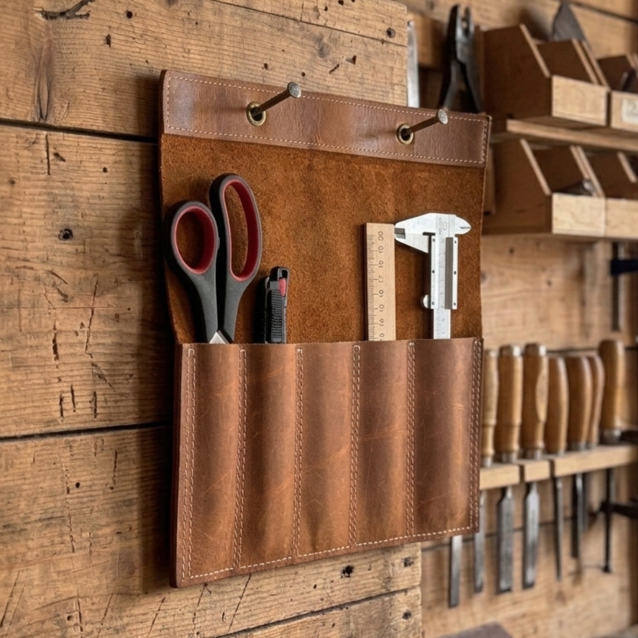 5 Pocket Leather Chisel Roll - 8