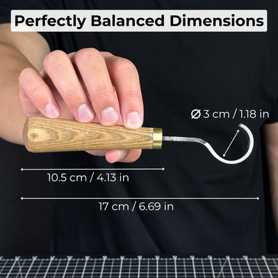 Couteau à cuillère à découper, Ø 3 cm (1,2 pouce), avec étui en cuir
