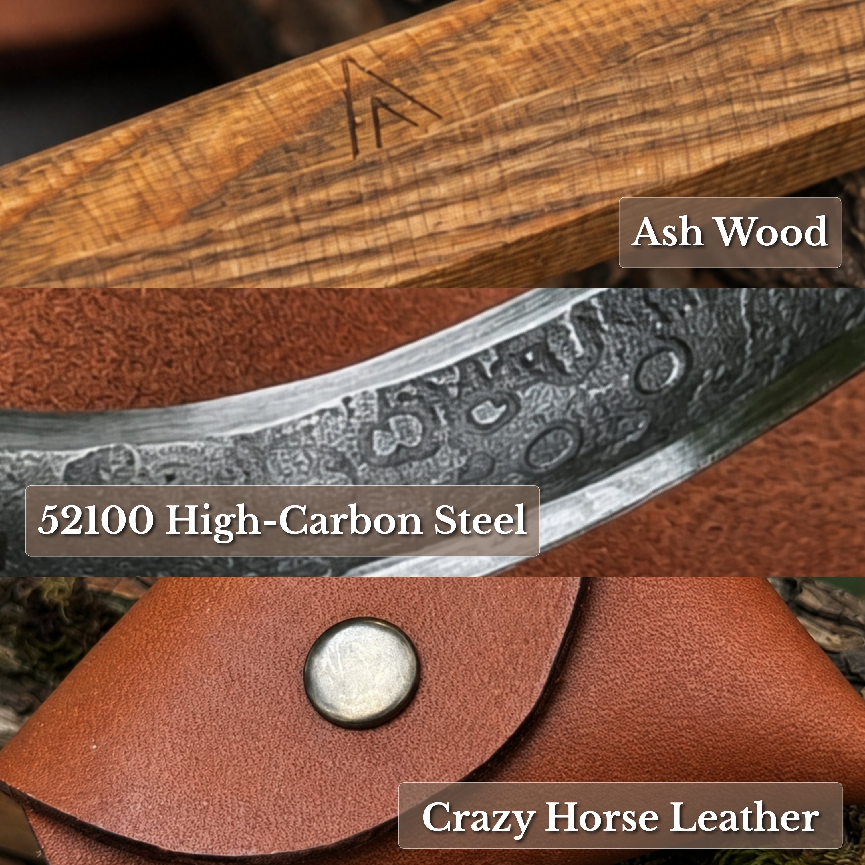 Spoon Carving Hook Knife with Leather Sheath, ⌀ 5.5 cm (2.16 inches)