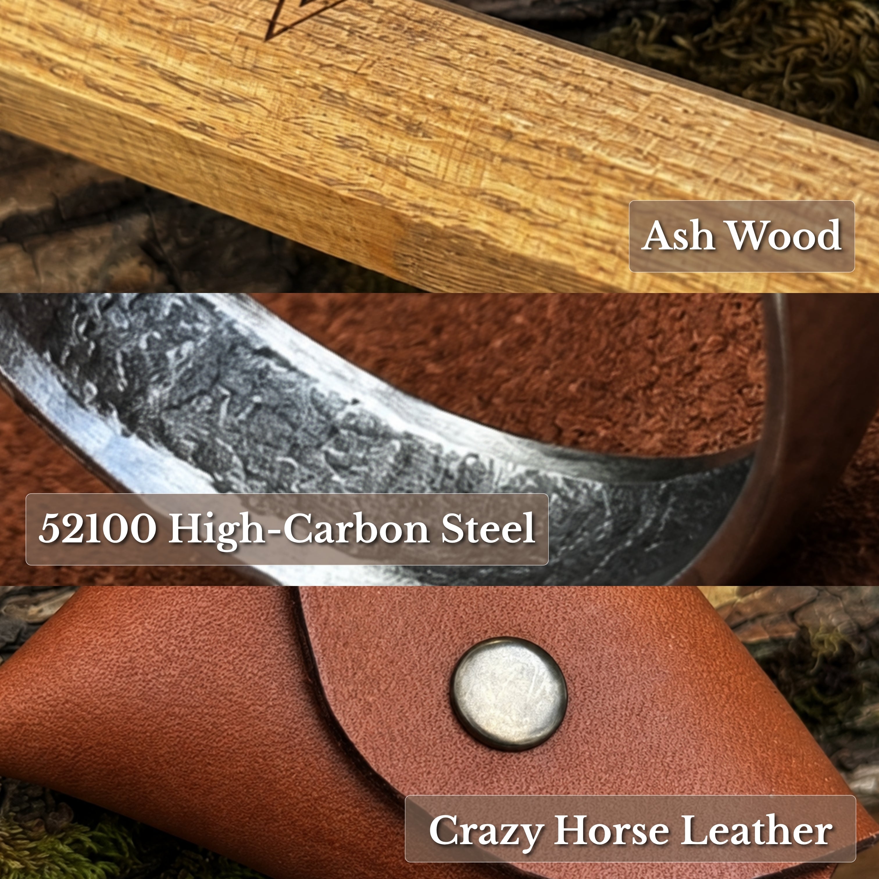 Spoon Carving Hook Knife with Leather Sheath, Blade 5 cm (1.97 inches)