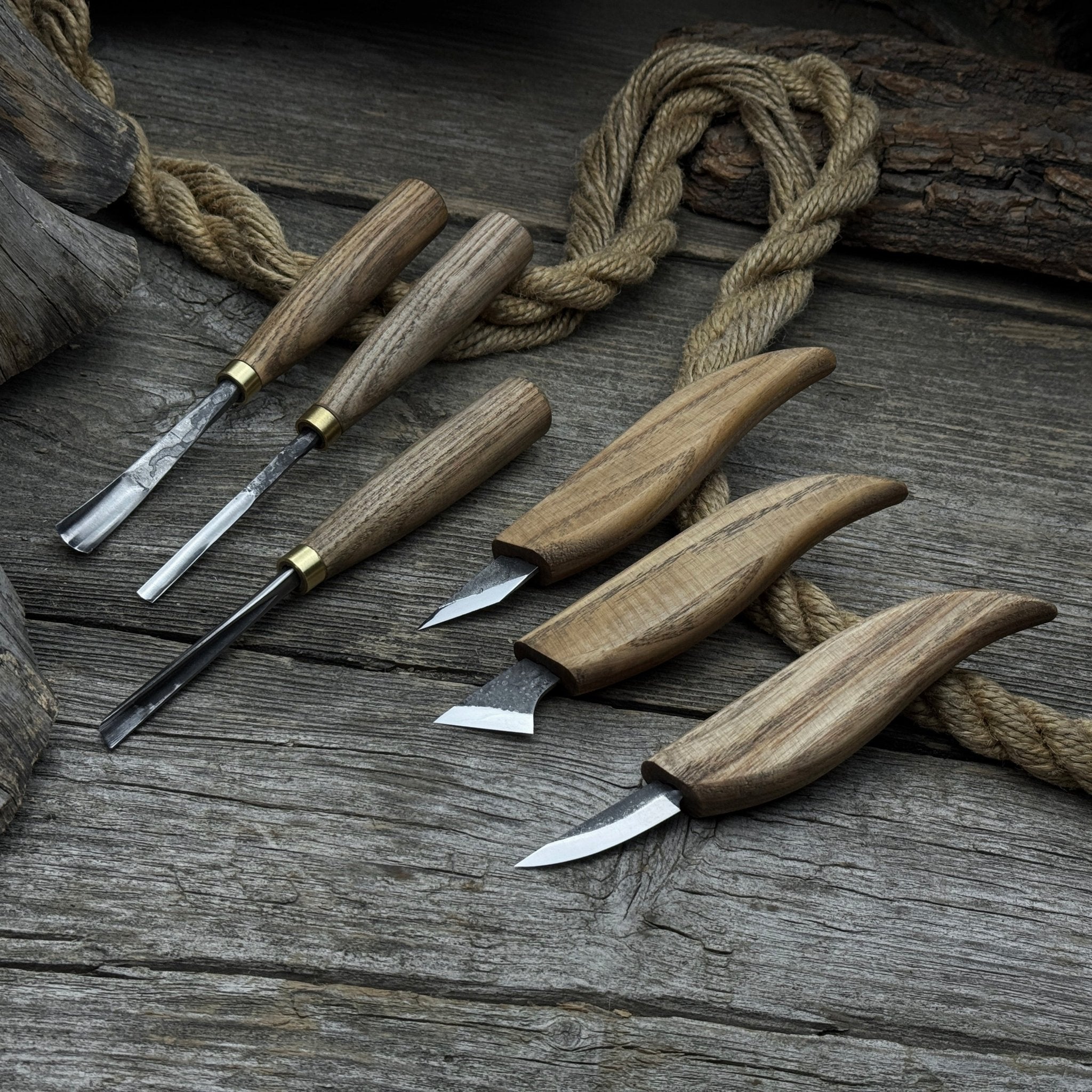 6-Piece Carving Knife, Chisel & Gouge Set - Sharky Forged Steel Tools