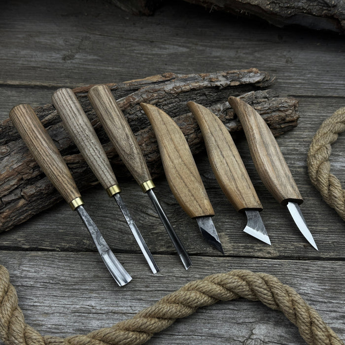 6-Piece Carving Knife, Chisel & Gouge Set - Sharky Forged Steel Tools