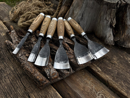 6 - Piece Hand - Forged Straight Rounded Chisel Set - 6