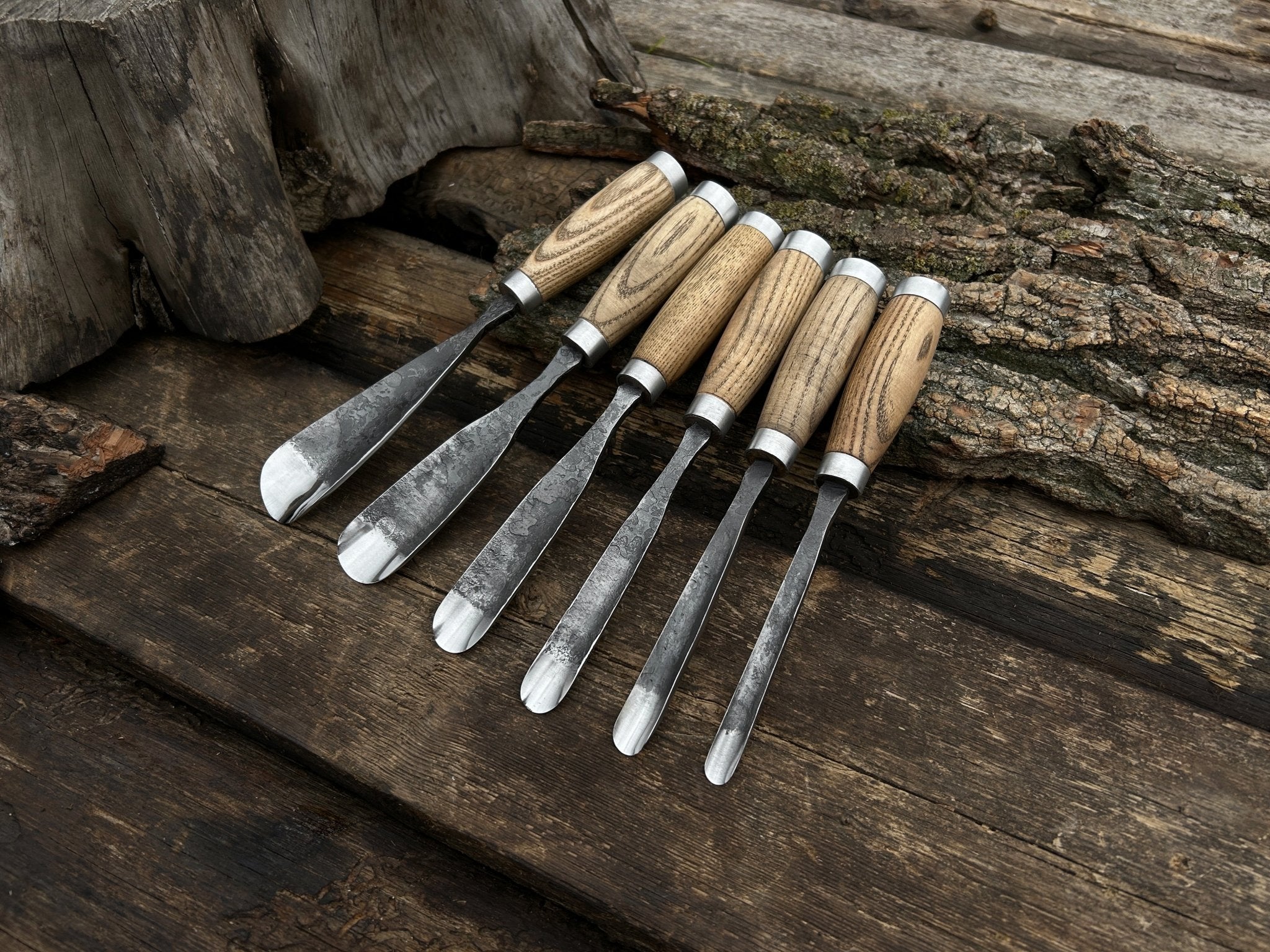 6 - Piece Hand - Forged Straight Rounded Chisel Set - 1