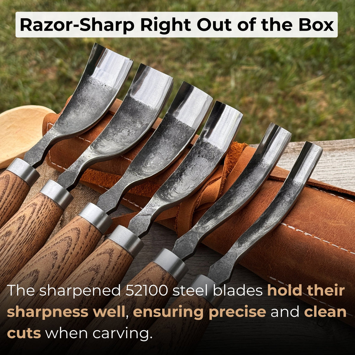 6-Piece Long Bent Gouge Set - Sharky Forged Steel Tools