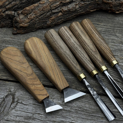 6 - Piece Wood Carving Tool Set – Knives, Gouges & Chisels for Detail Work - 6