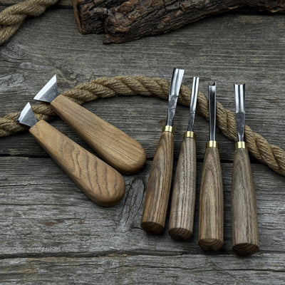6 - Piece Wood Carving Tool Set – Knives, Gouges & Chisels for Detail Work - 8