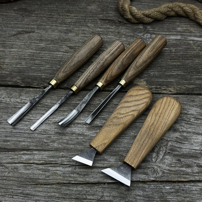 6 - Piece Wood Carving Tool Set – Knives, Gouges & Chisels for Detail Work - 9