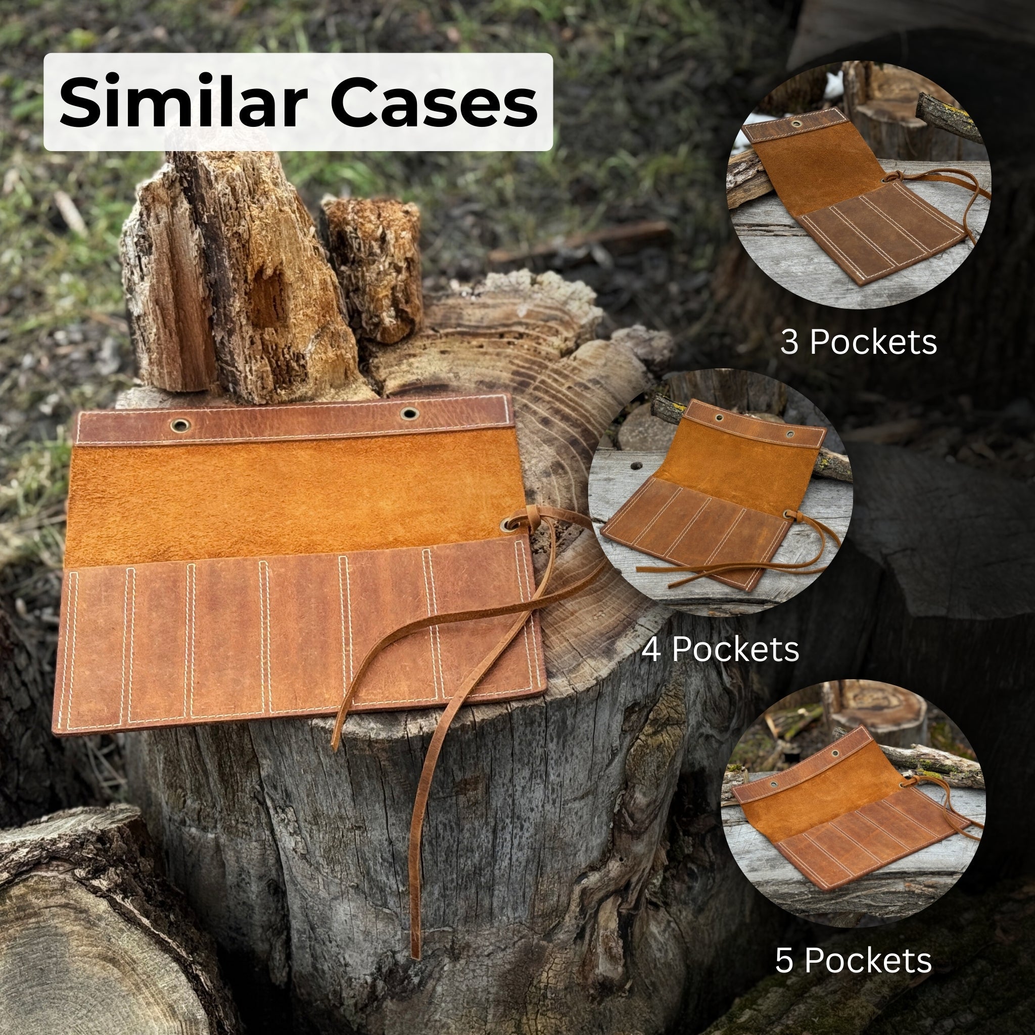 6 Pocket Leather Chisel Roll - 12