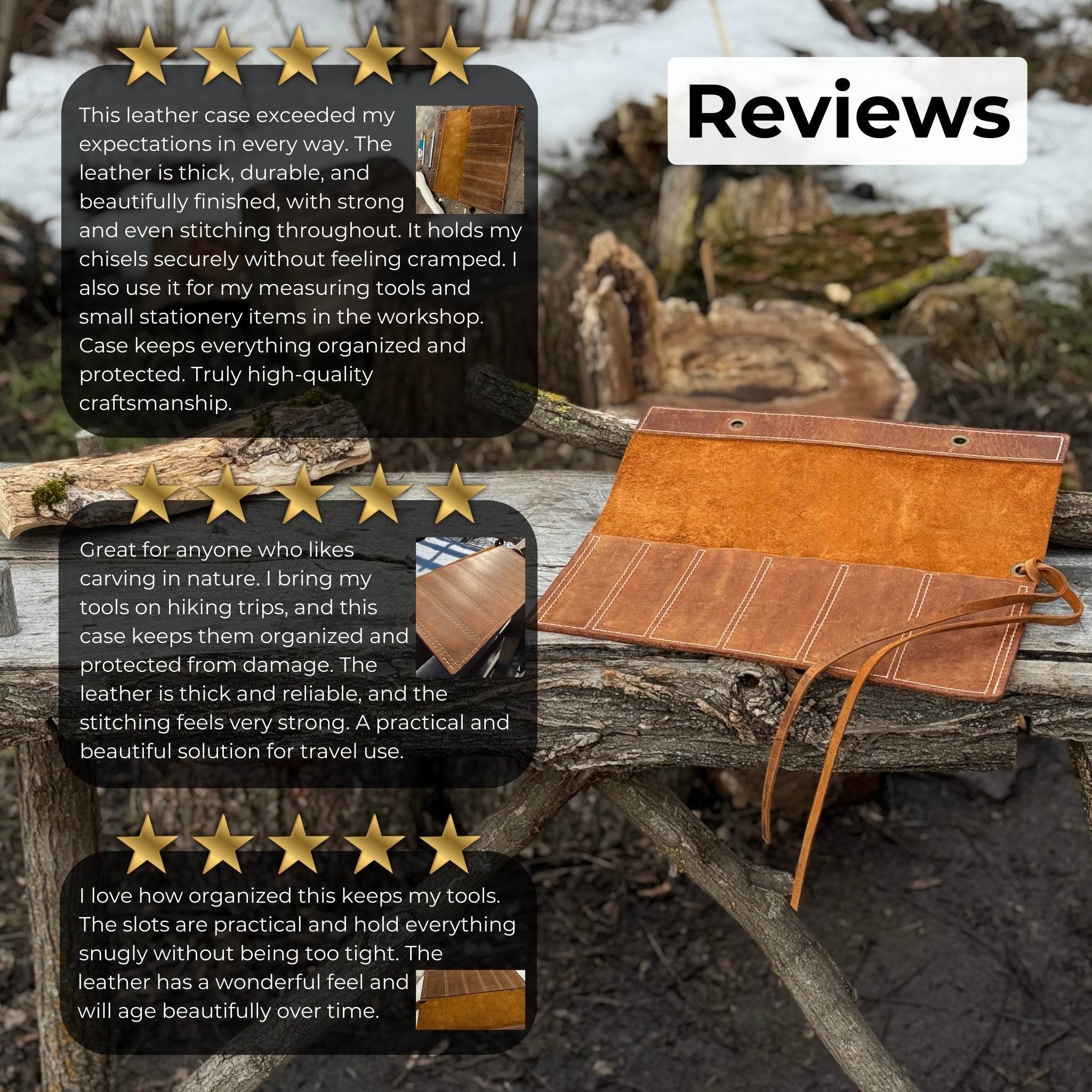 6 Pocket Leather Chisel Roll - 11