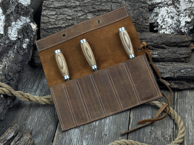 6 Pocket Leather Chisel Roll - 2