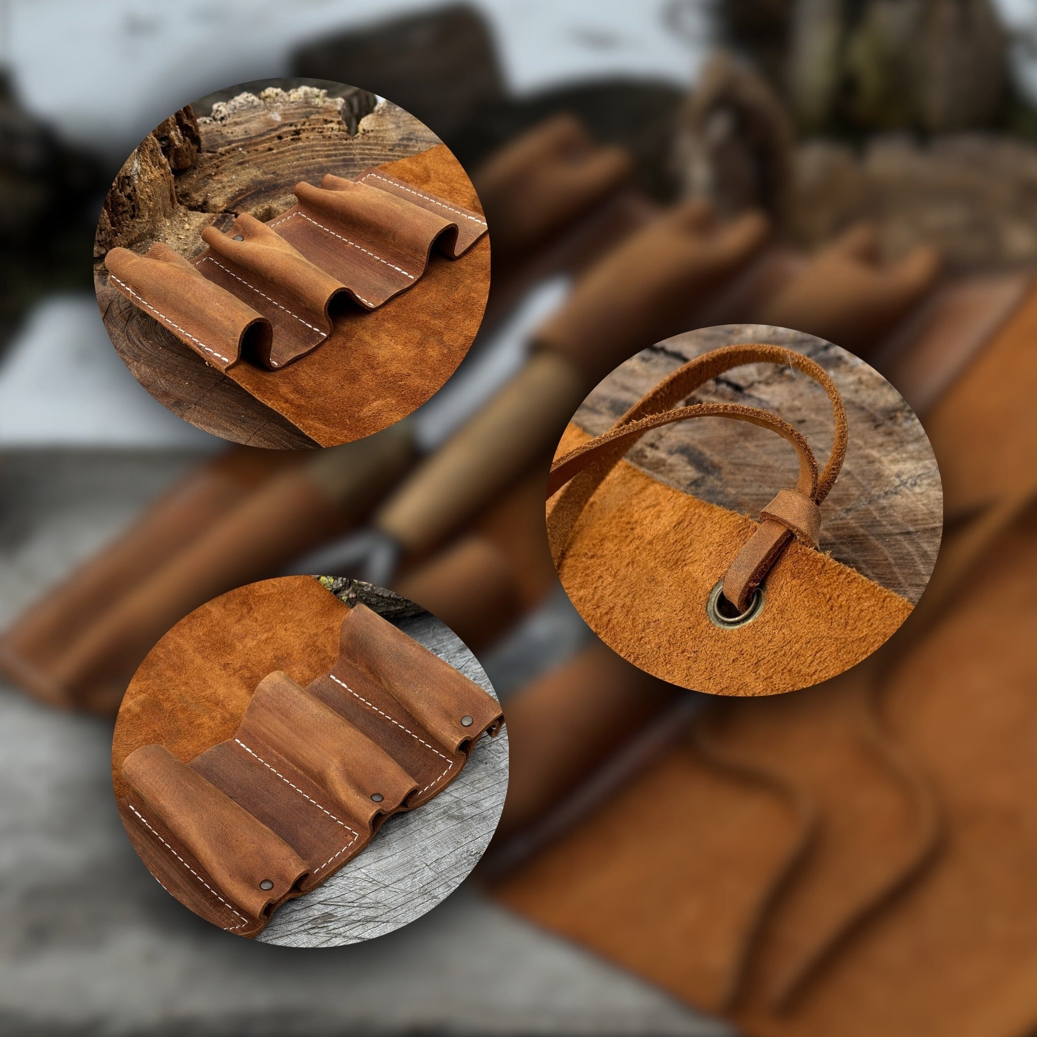 6 Pocket Leather Tool Roll - 7