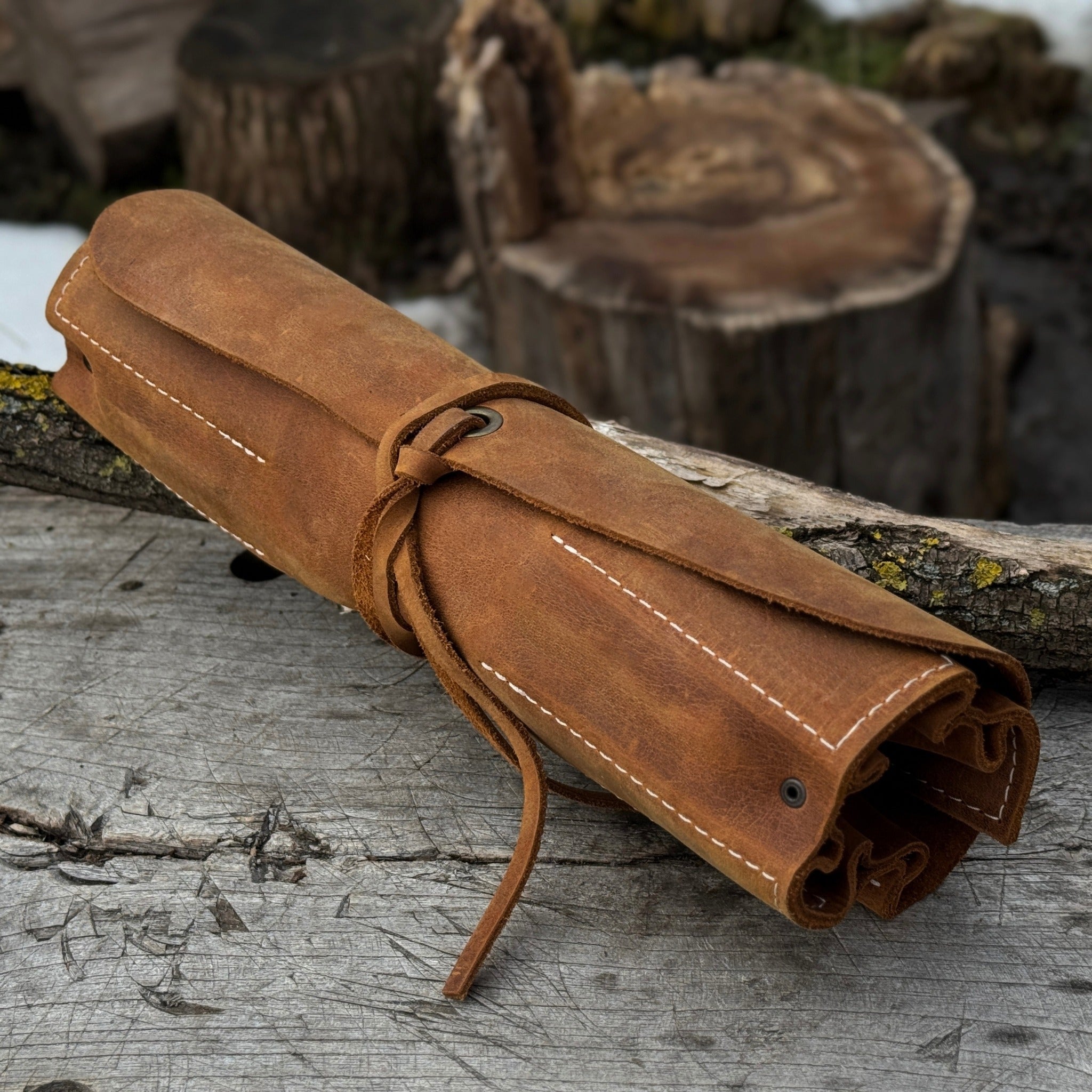 6 Pocket Leather Tool Roll - 8