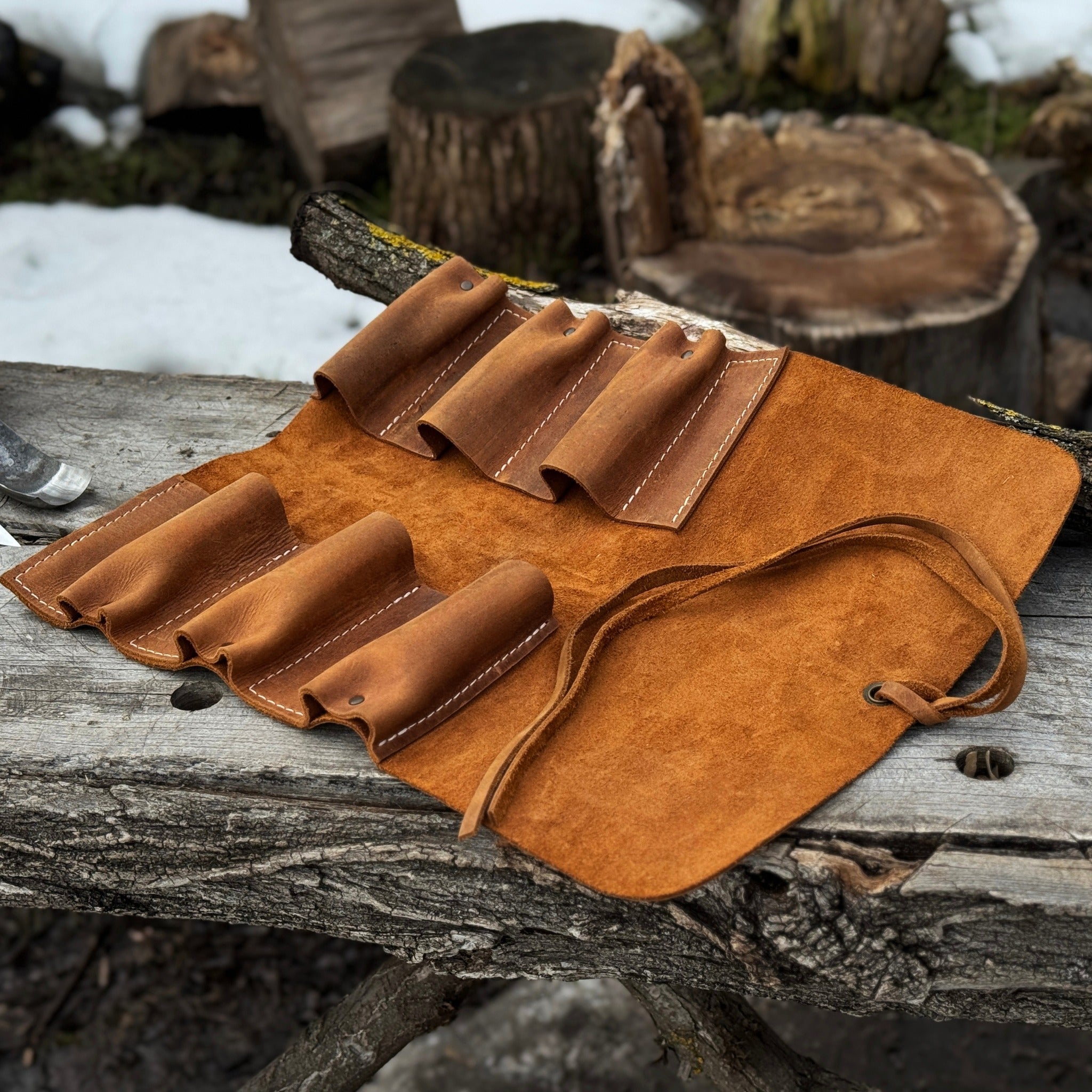 6 Pocket Leather Tool Roll - 1