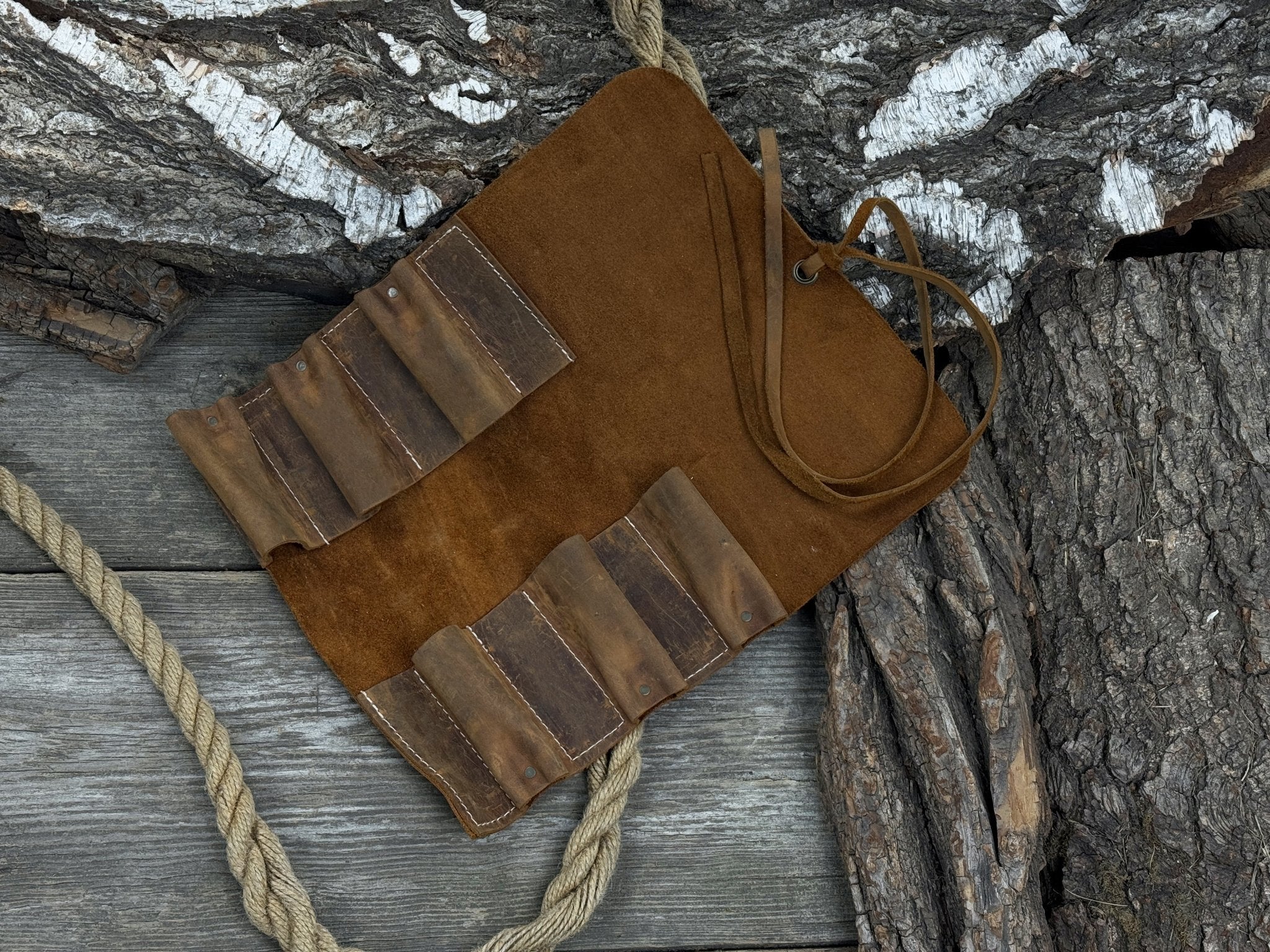 6 Pocket Leather Tool Roll - 1