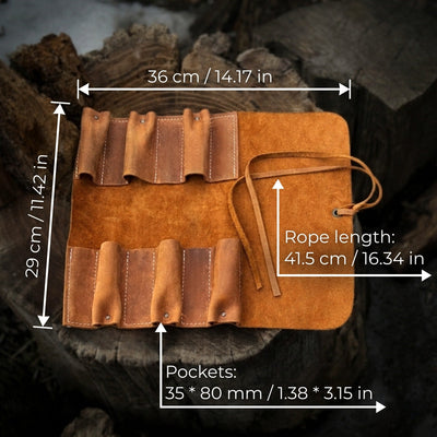 6 Pocket Leather Tool Roll - 4