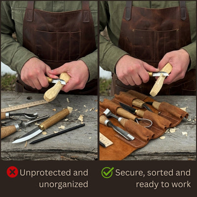 6 Pocket Leather Tool Roll - 2