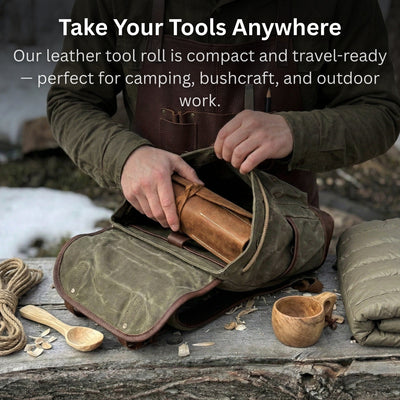 6 Pocket Leather Tool Roll - 3